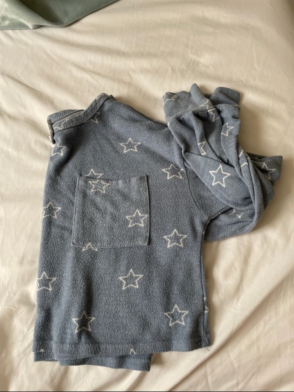 Cozy Star Print Fleece Top - Blue